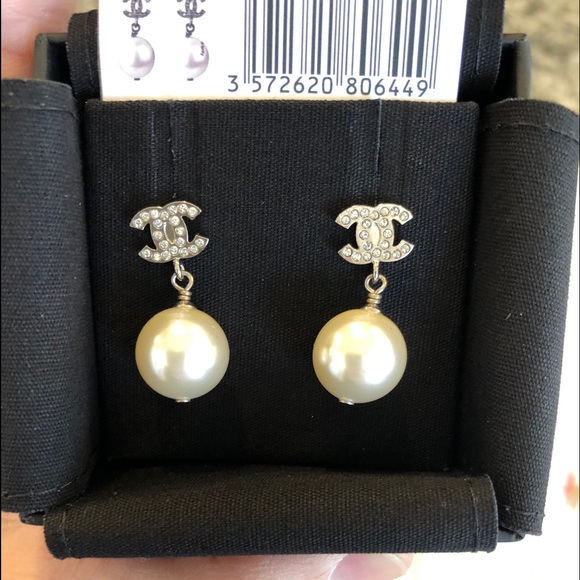 CHANEL Jewelry - CHANEL 21B Pearl & Crystal Earrings-NEW w/RECEIPT!